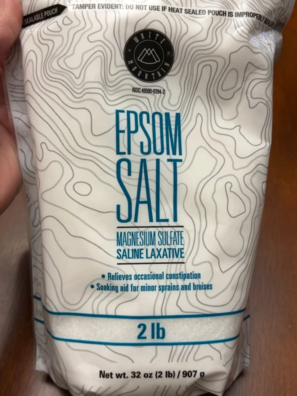 White Mountain Epsom Salt Pouch - White and Teal